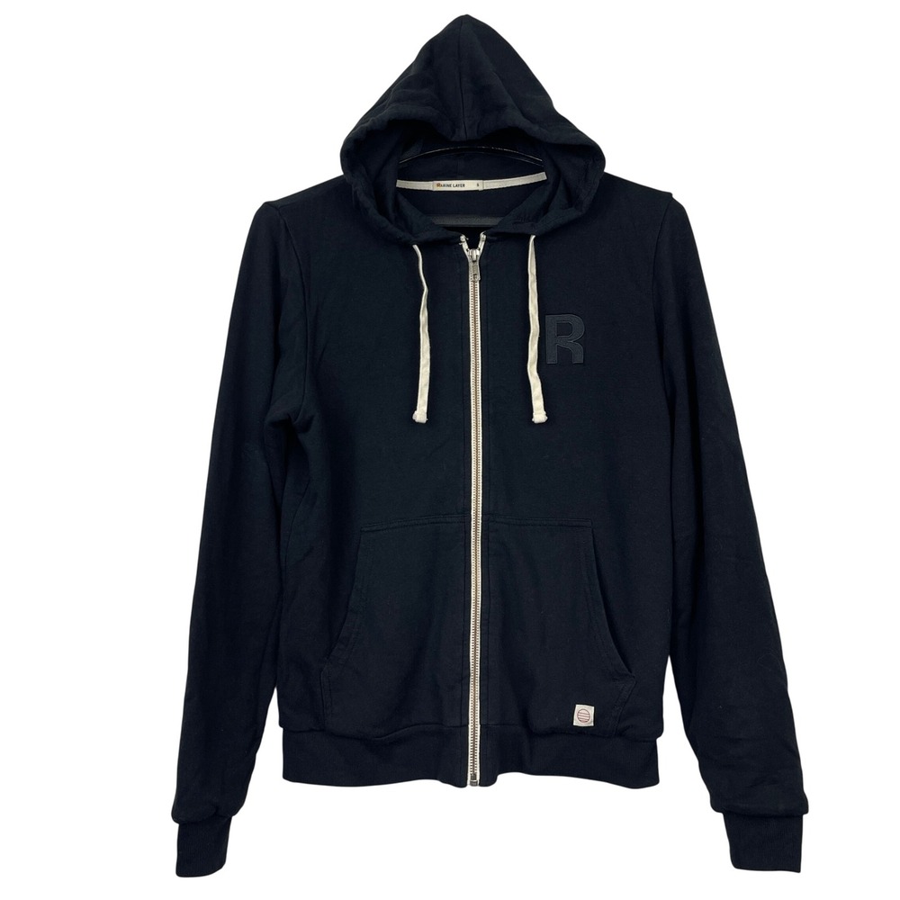 Marine Layer Black Afternoon Hoodie Sweatshirt Womens Small Full Zip Black 14662